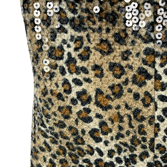 SUE WONG NOCTURNE SEQUIN LEOPARD CAP SLEEVE SCOOP NECK RETRO COCKTAIL DRESS - Picture 11 of 15